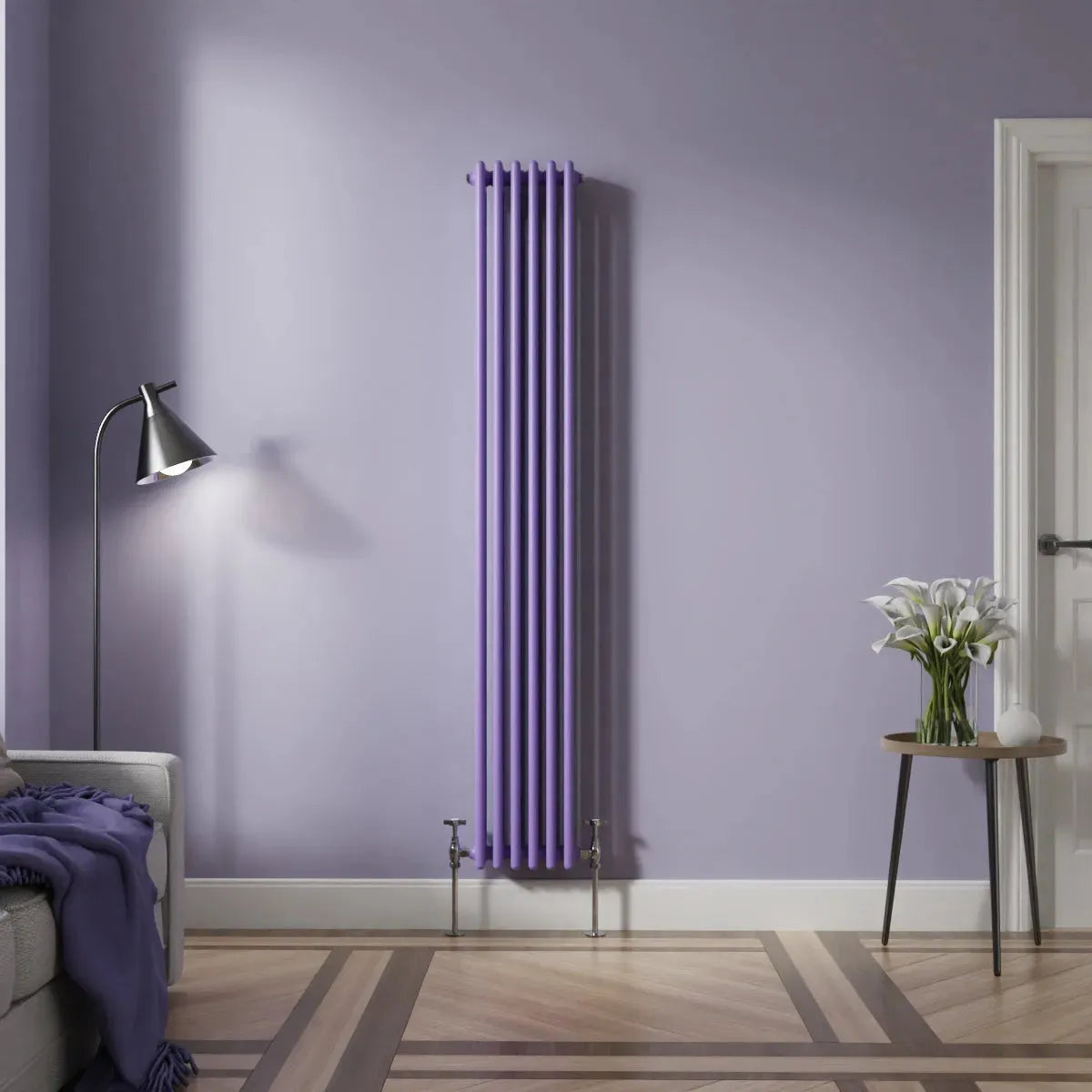 Ferentino - Traditional vertical column radiator blue lilac