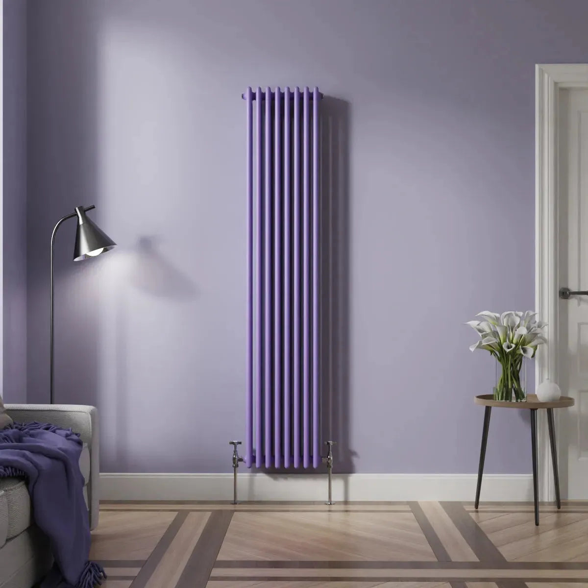 Ferentino - Traditional vertical column radiator blue lilac