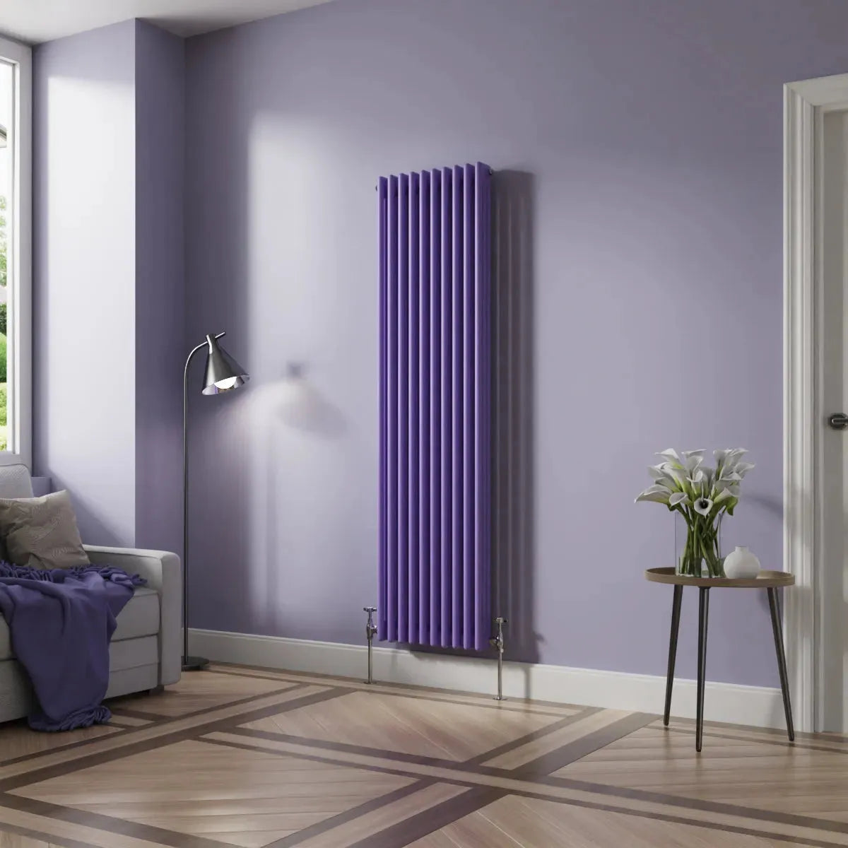 Ferentino - Traditional vertical column radiator blue lilac