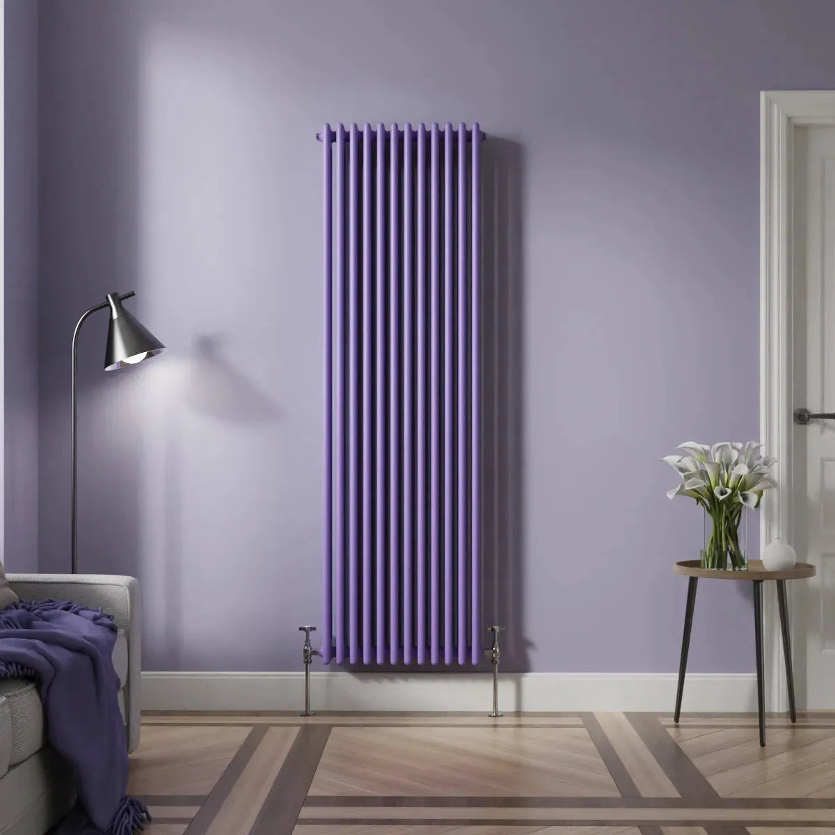 Ferentino - Traditional vertical column radiator blue lilac