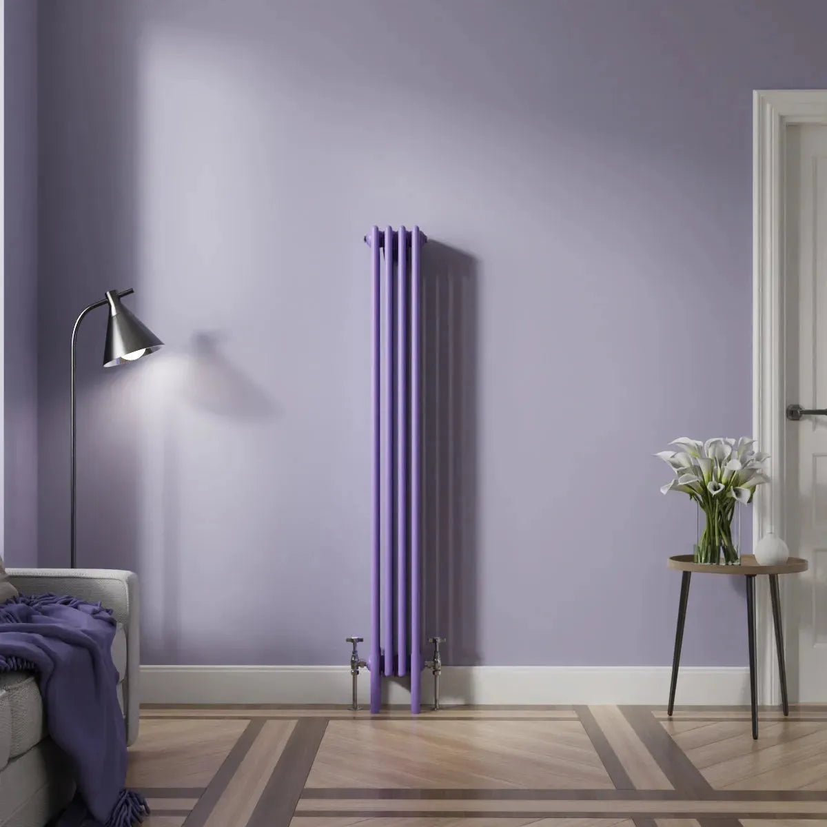 Ferentino - Traditional vertical column radiator blue lilac