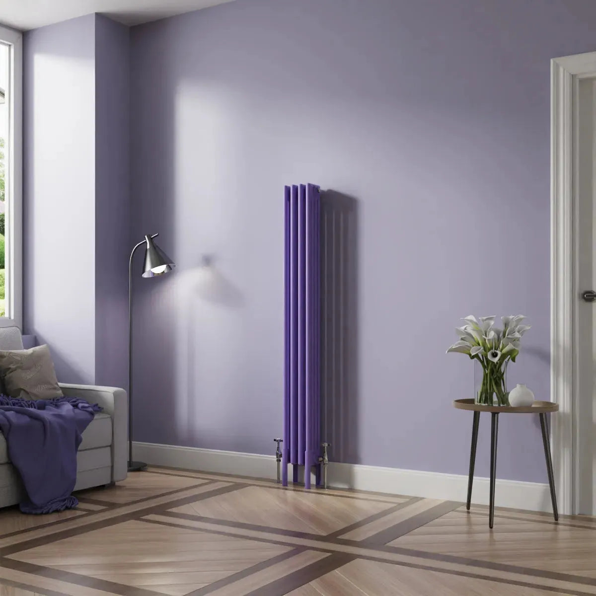 Ferentino - Traditional vertical column radiator blue lilac