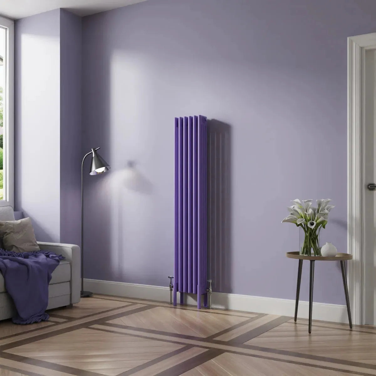 Ferentino - Traditional vertical column radiator blue lilac