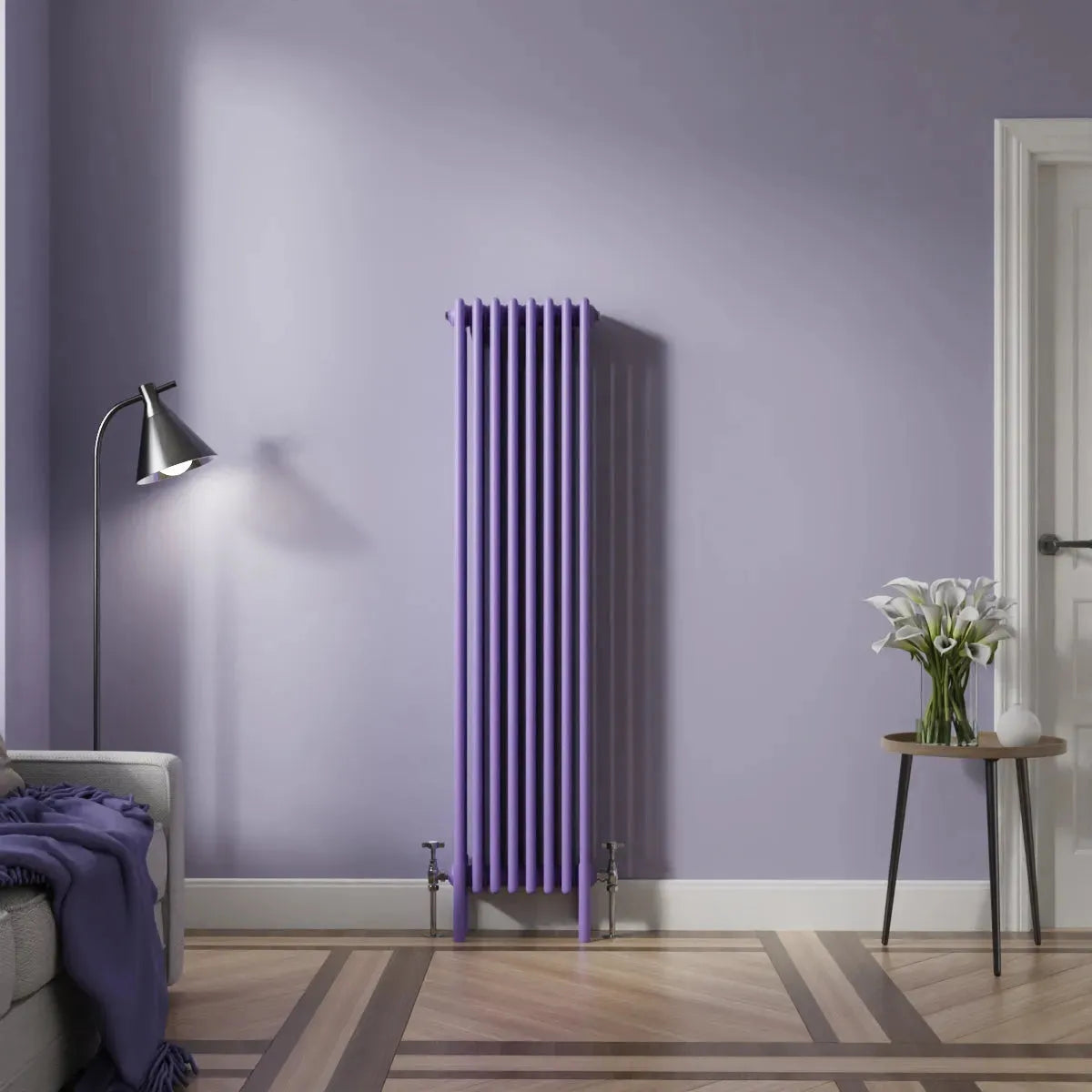 Ferentino - Traditional vertical column radiator blue lilac