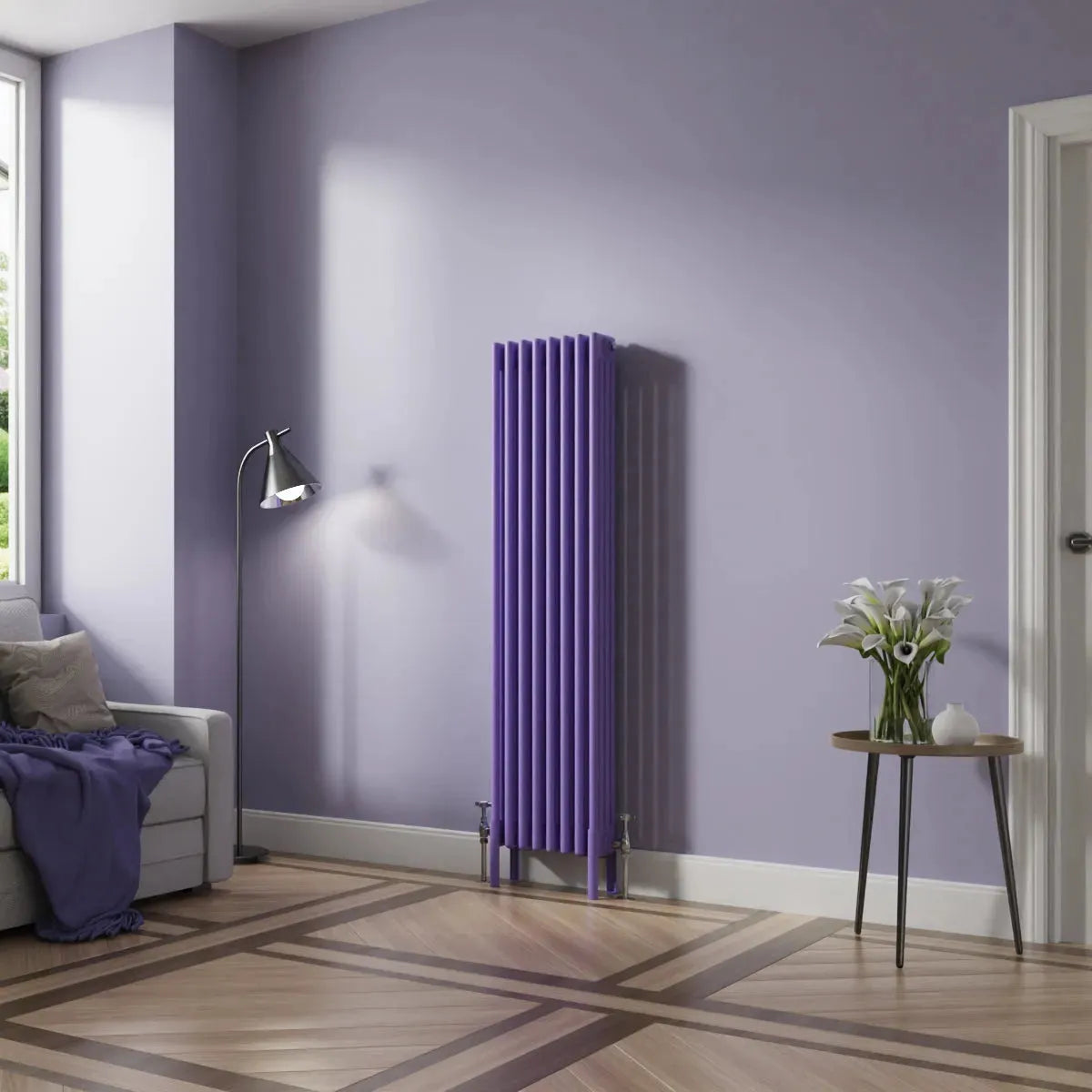 Ferentino - Traditional vertical column radiator blue lilac