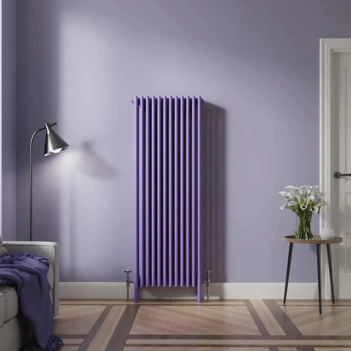 Ferentino - Traditional vertical column radiator blue lilac