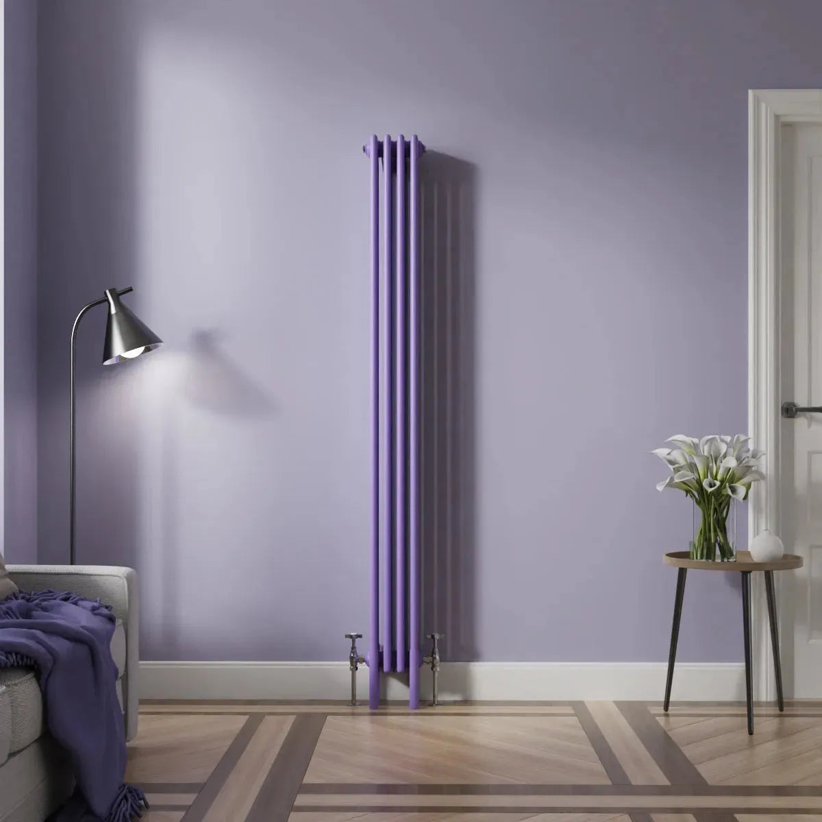 Ferentino - Traditional vertical column radiator blue lilac