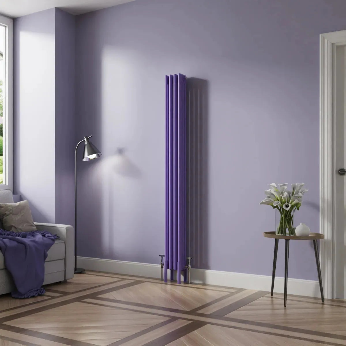 Ferentino - Traditional vertical column radiator blue lilac