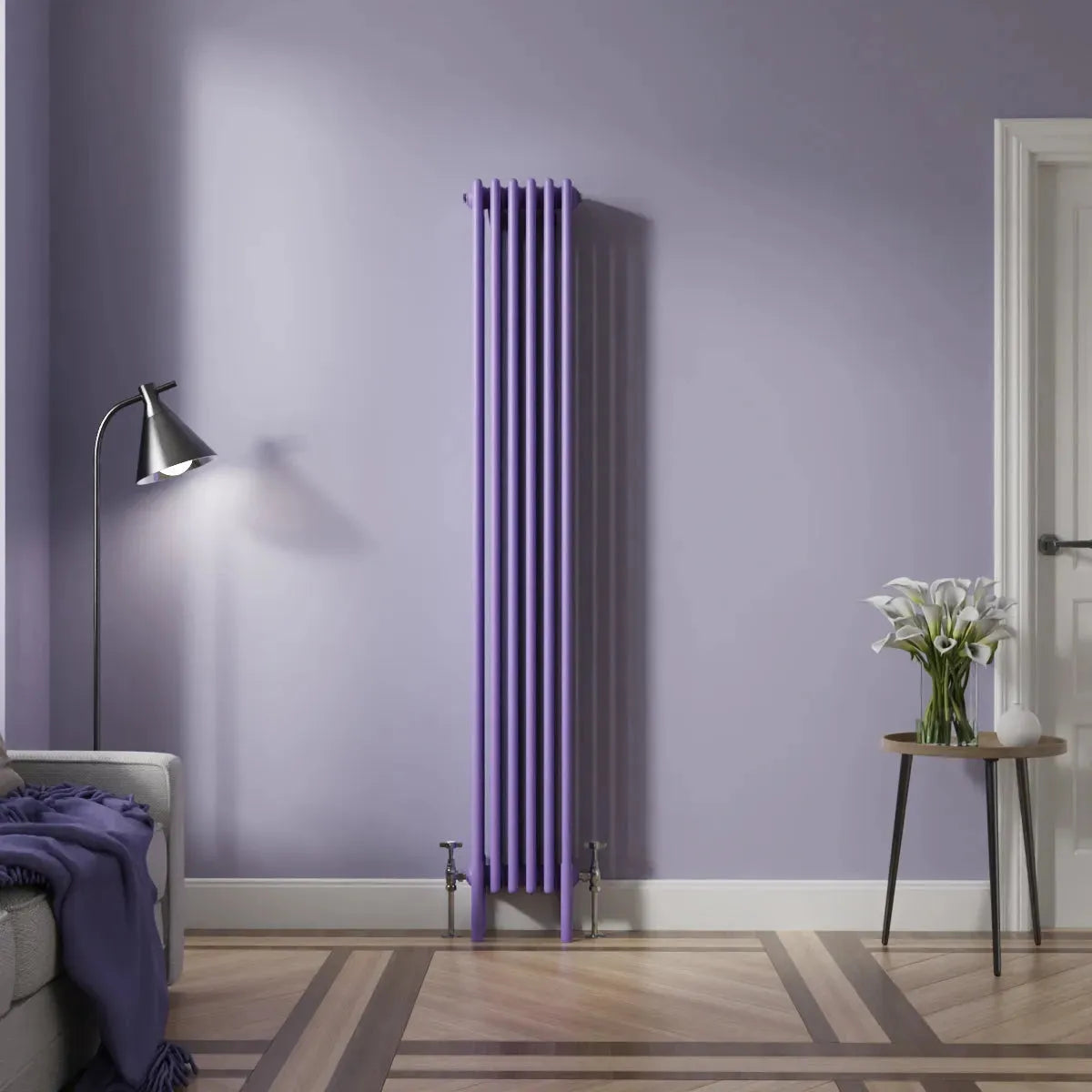 Ferentino - Traditional vertical column radiator blue lilac