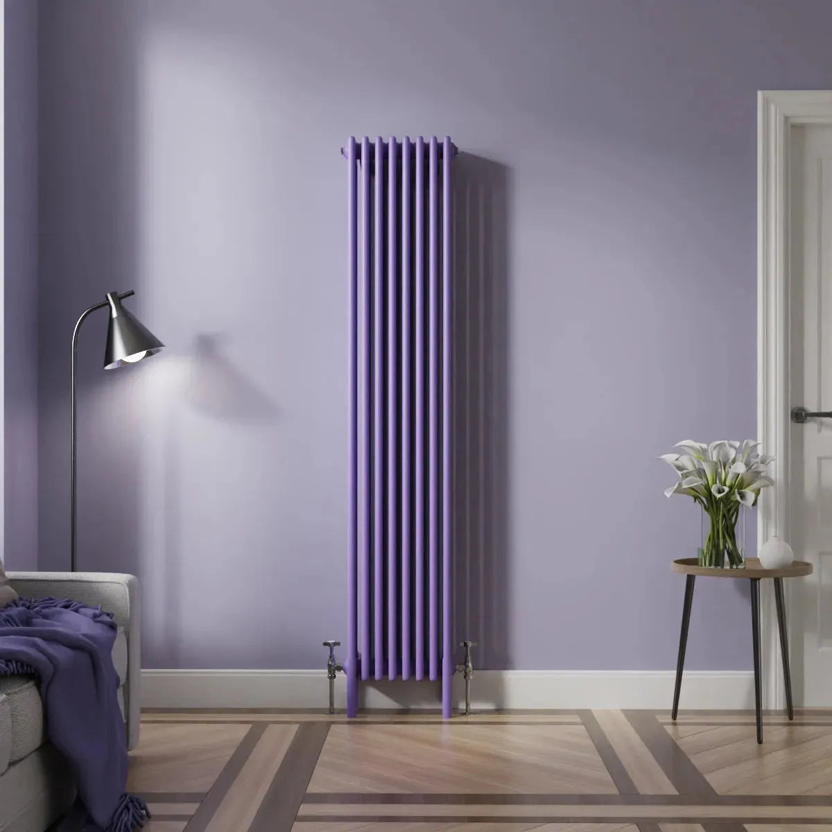 Ferentino - Traditional vertical column radiator blue lilac