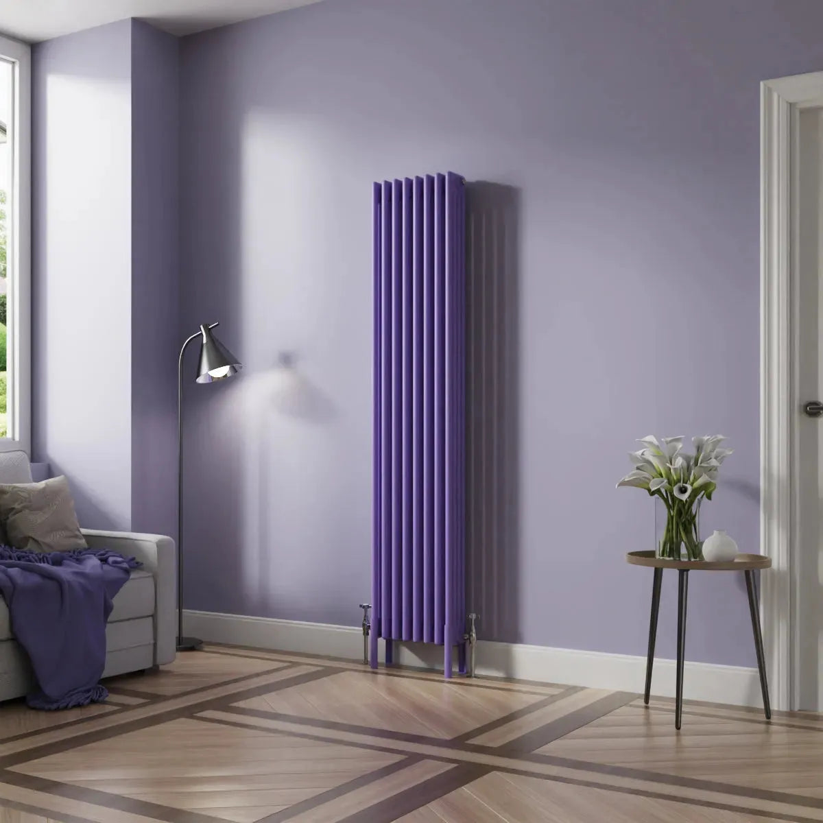 Ferentino - Traditional vertical column radiator blue lilac