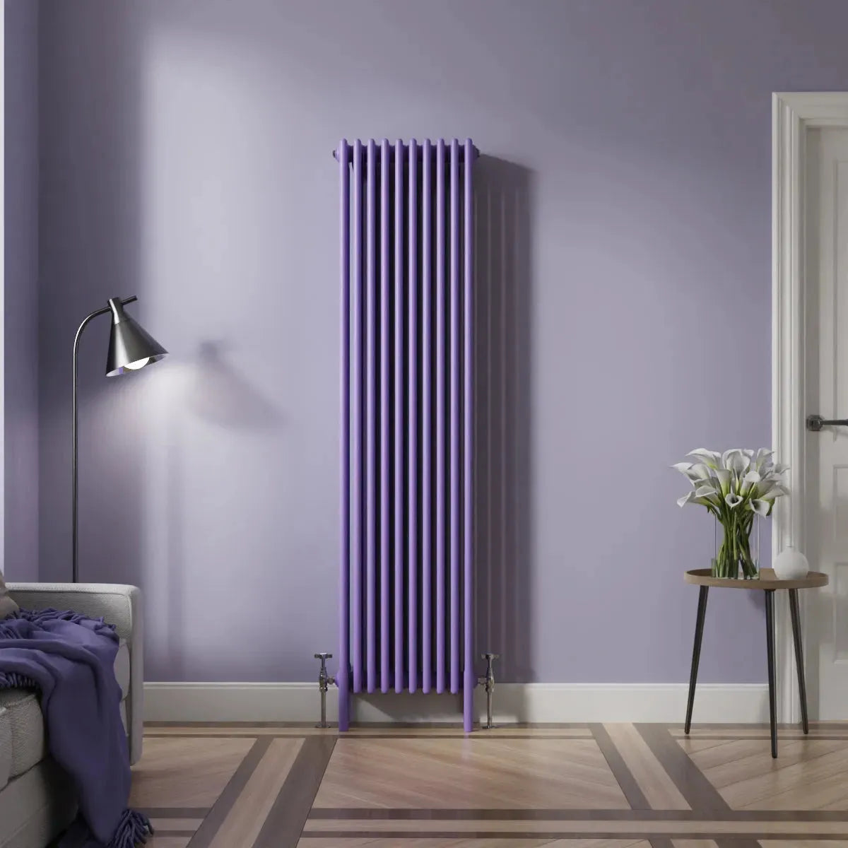 Ferentino - Traditional vertical column radiator blue lilac