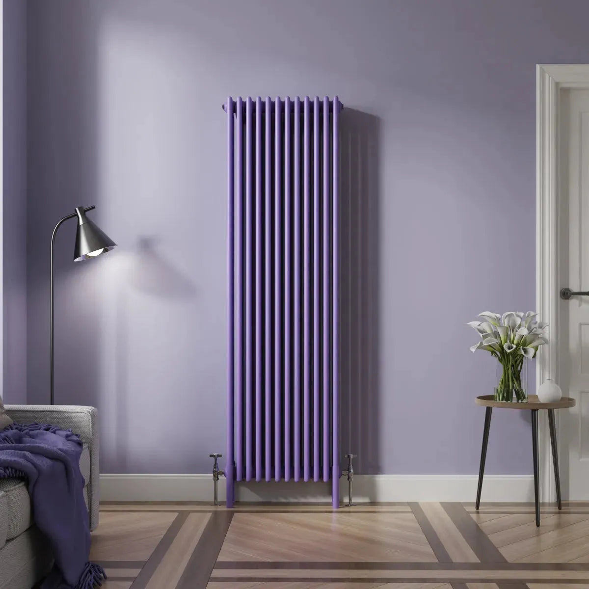 Ferentino - Traditional vertical column radiator blue lilac