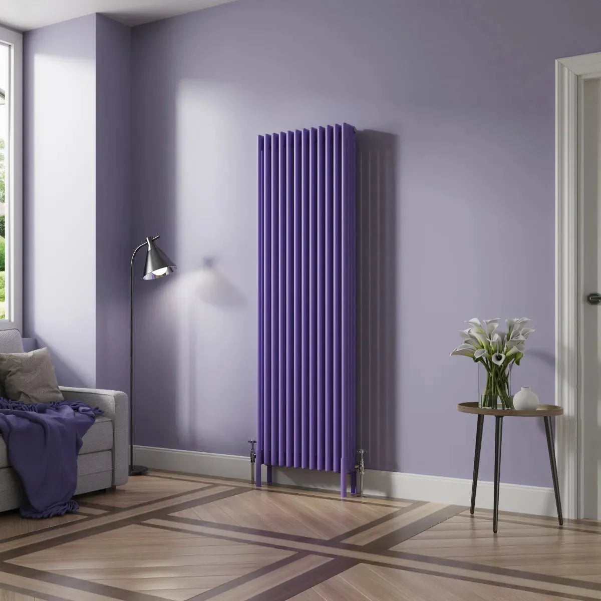 Ferentino - Traditional vertical column radiator blue lilac