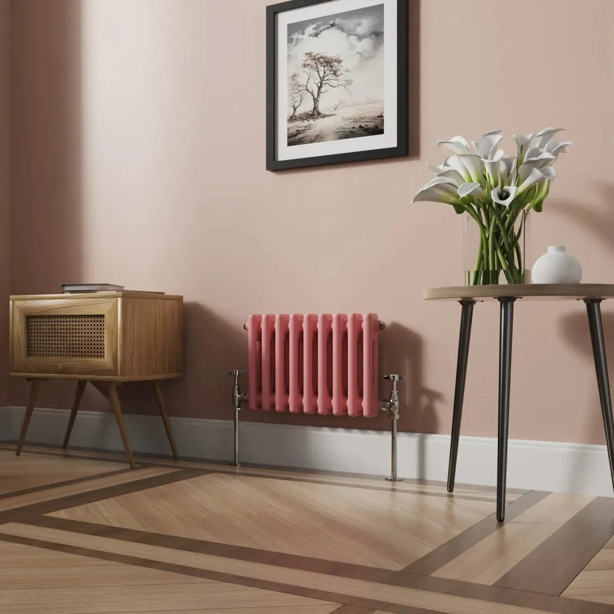 Ferentino - Traditional horizontal column radiator light pink