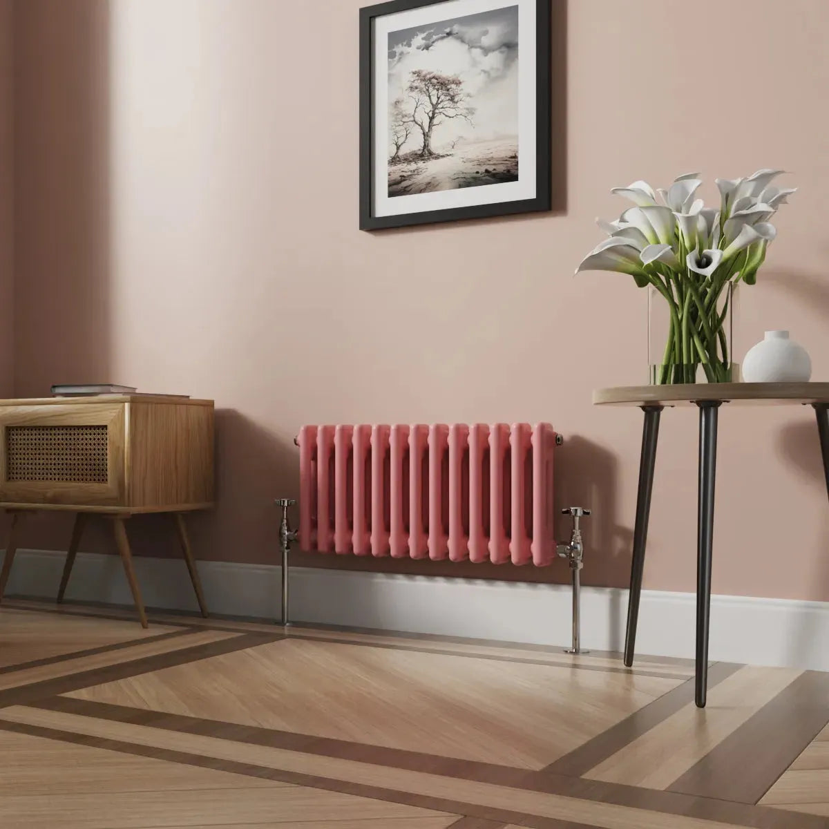 Ferentino - Traditional horizontal column radiator light pink