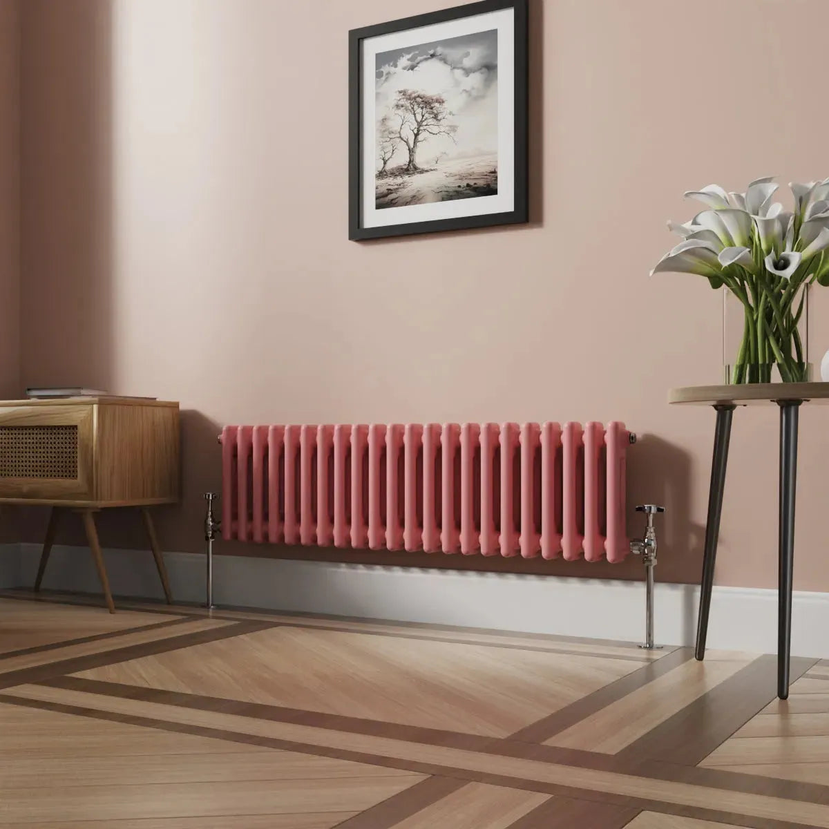 Ferentino - Traditional horizontal column radiator light pink