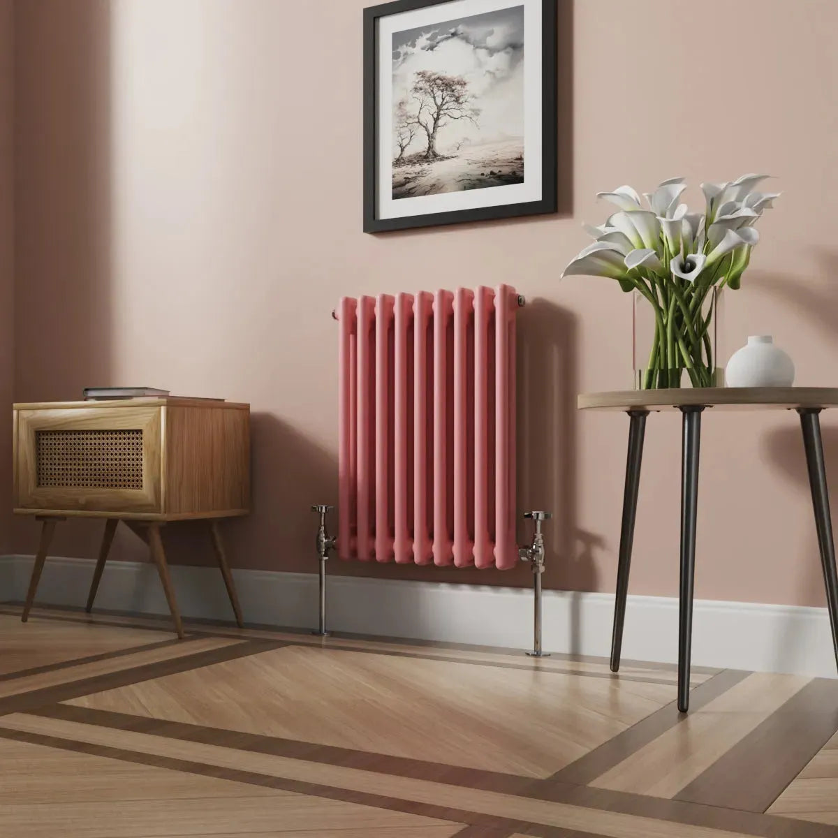 Ferentino - Traditional horizontal column radiator light pink