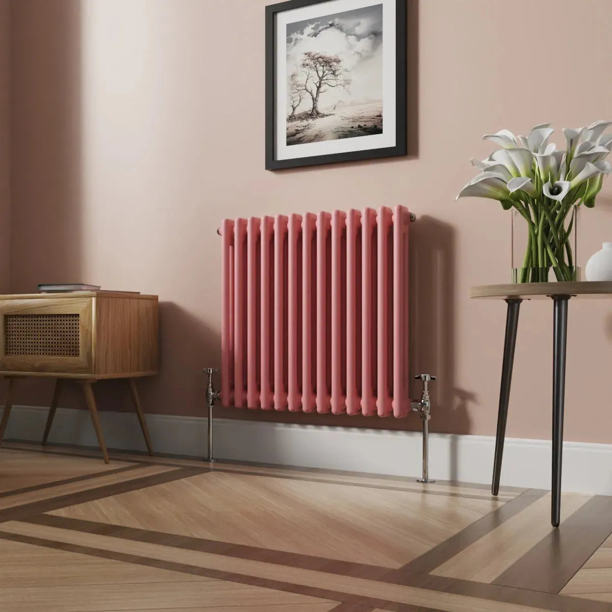 Ferentino - Traditional horizontal column radiator light pink