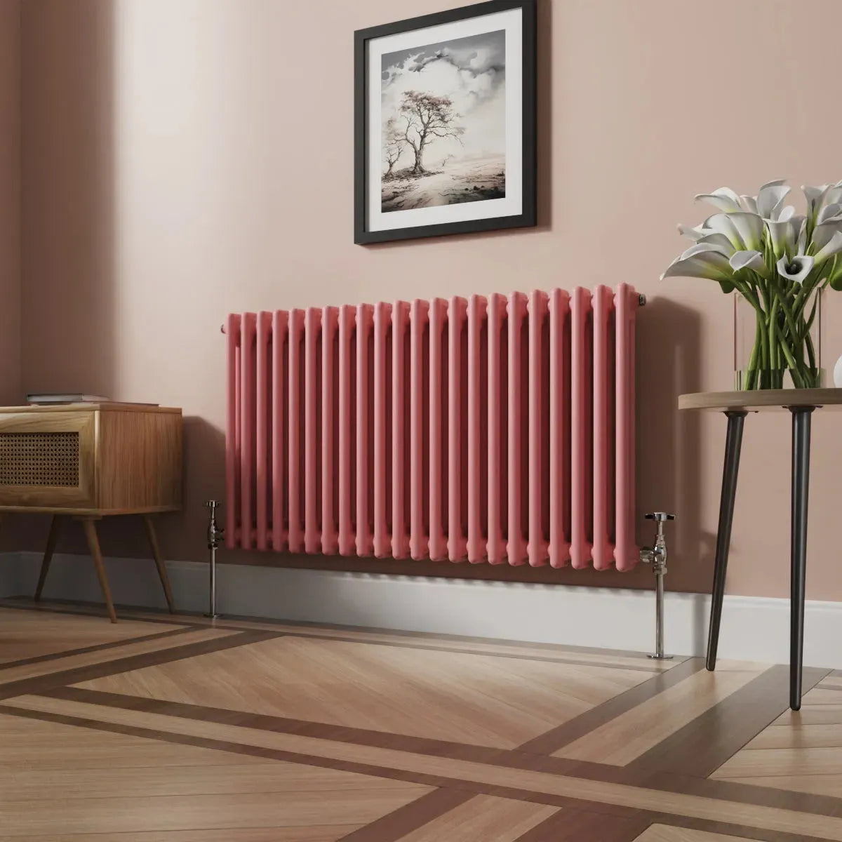 Ferentino - Traditional horizontal column radiator light pink