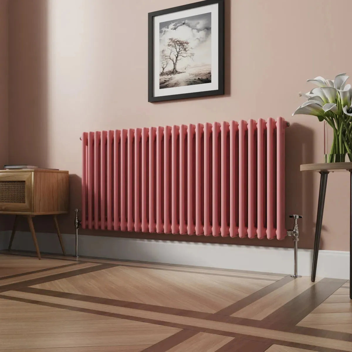 Ferentino - Traditional horizontal column radiator light pink