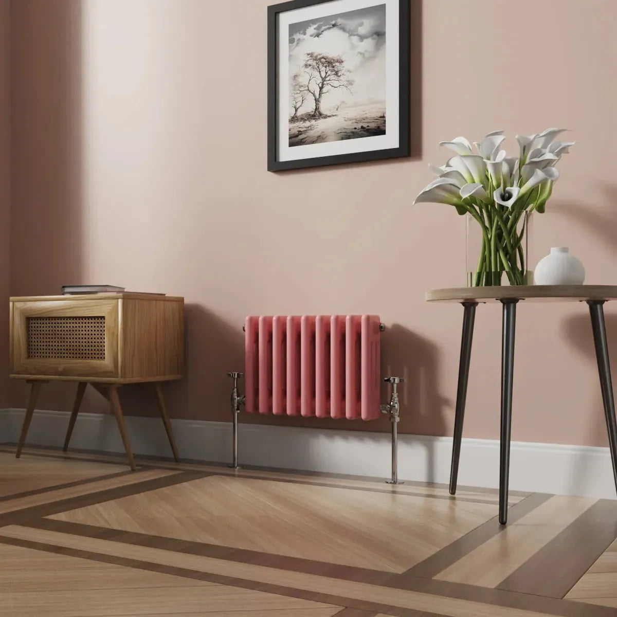 Ferentino - Traditional horizontal column radiator light pink