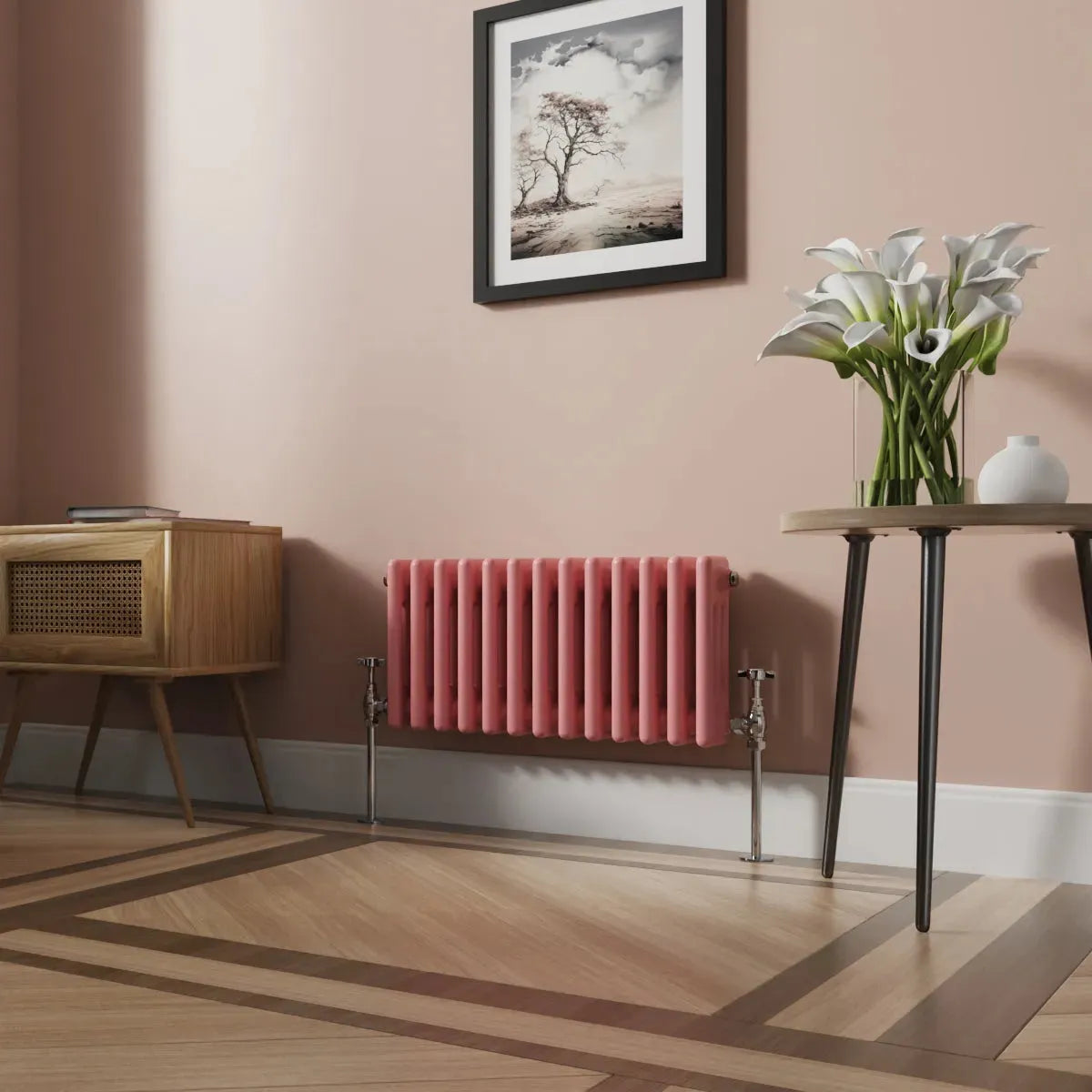 Ferentino - Traditional horizontal column radiator light pink