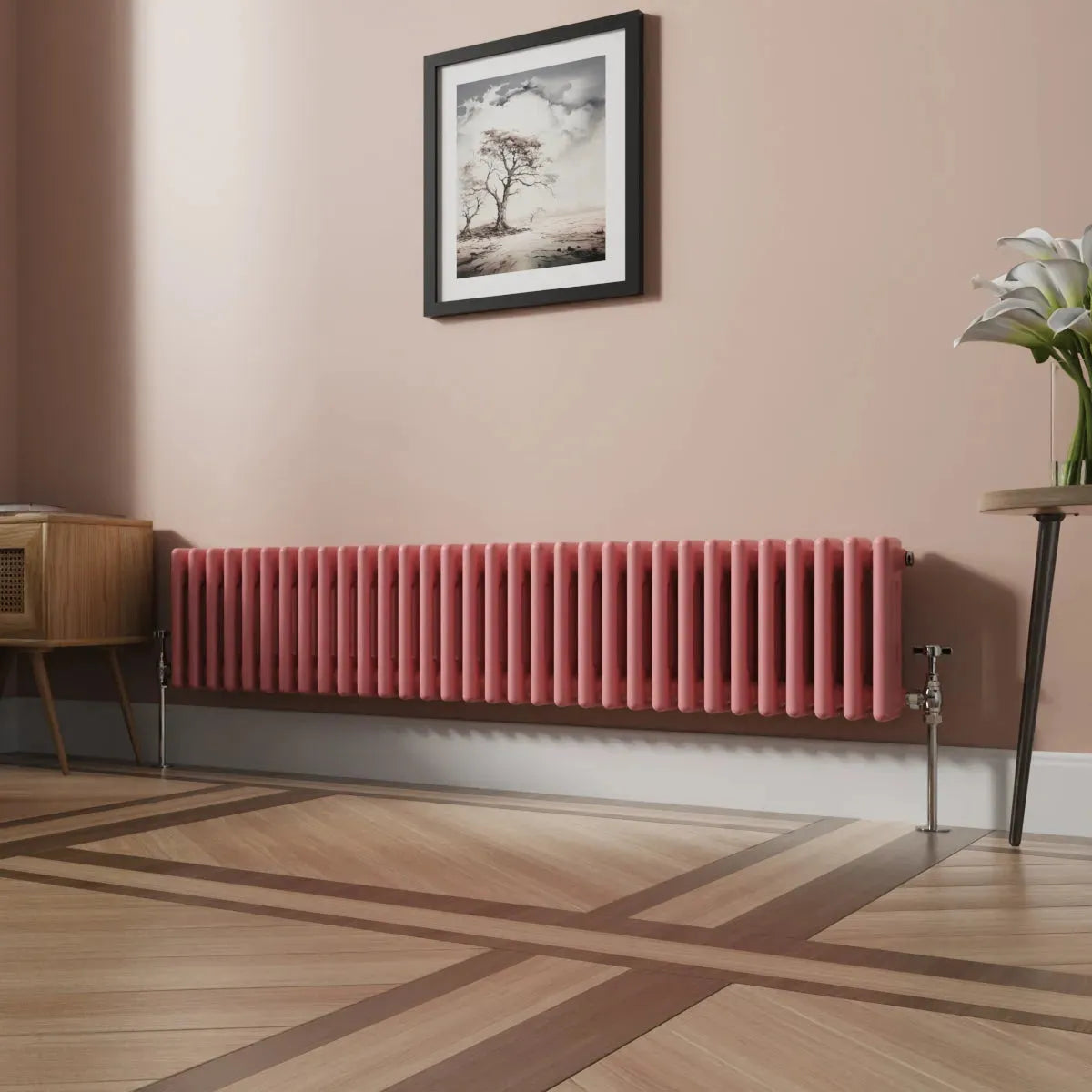 Ferentino - Traditional horizontal column radiator light pink