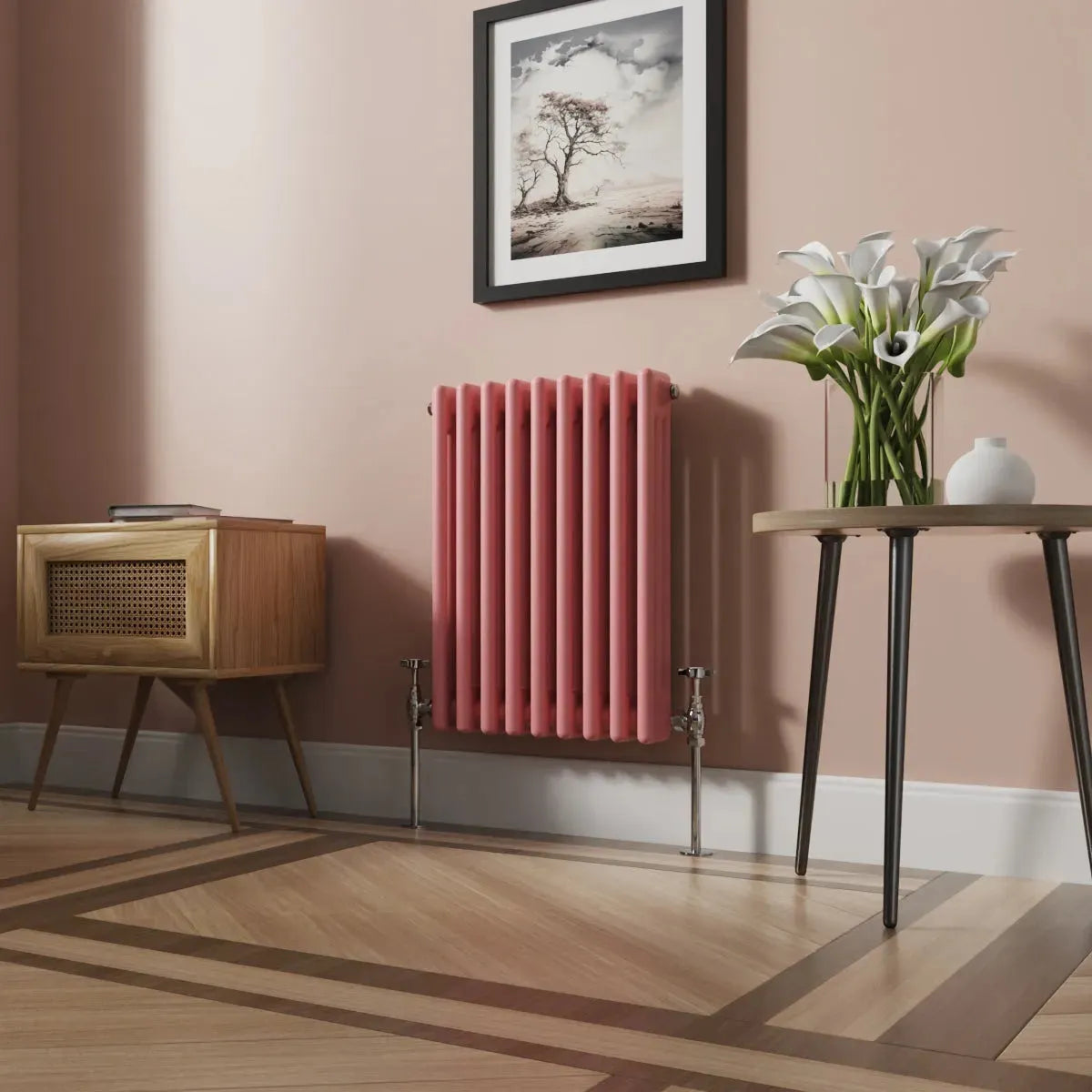 Ferentino - Traditional horizontal column radiator light pink