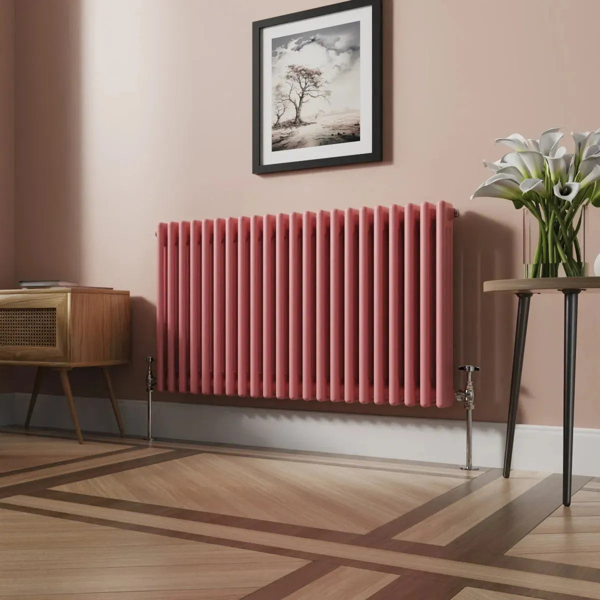 Ferentino - Traditional horizontal column radiator light pink