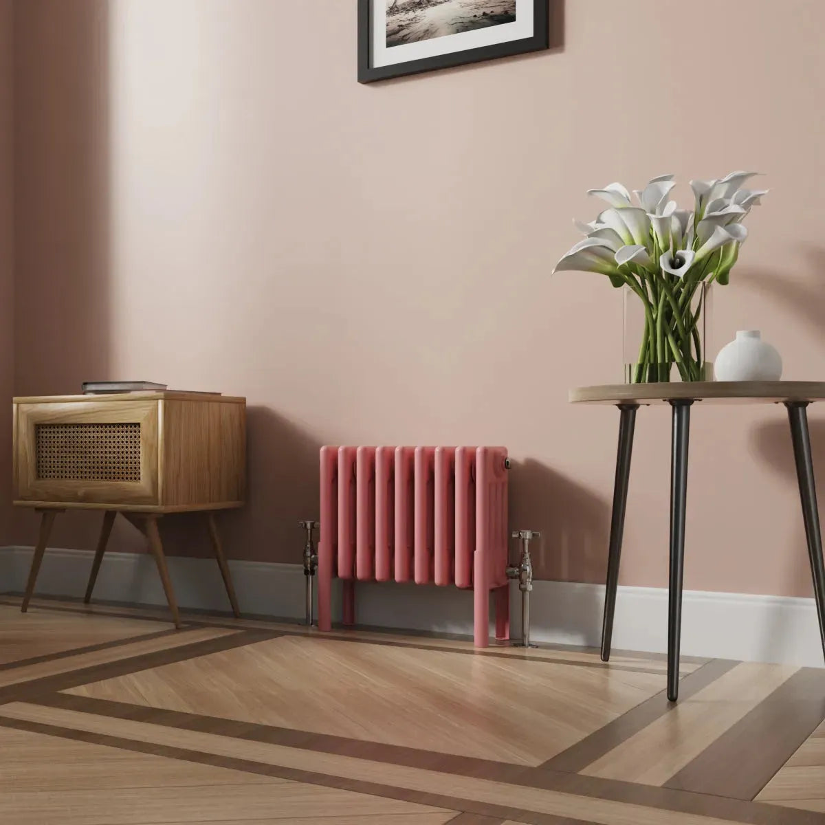 Ferentino - Traditional horizontal column radiator light pink