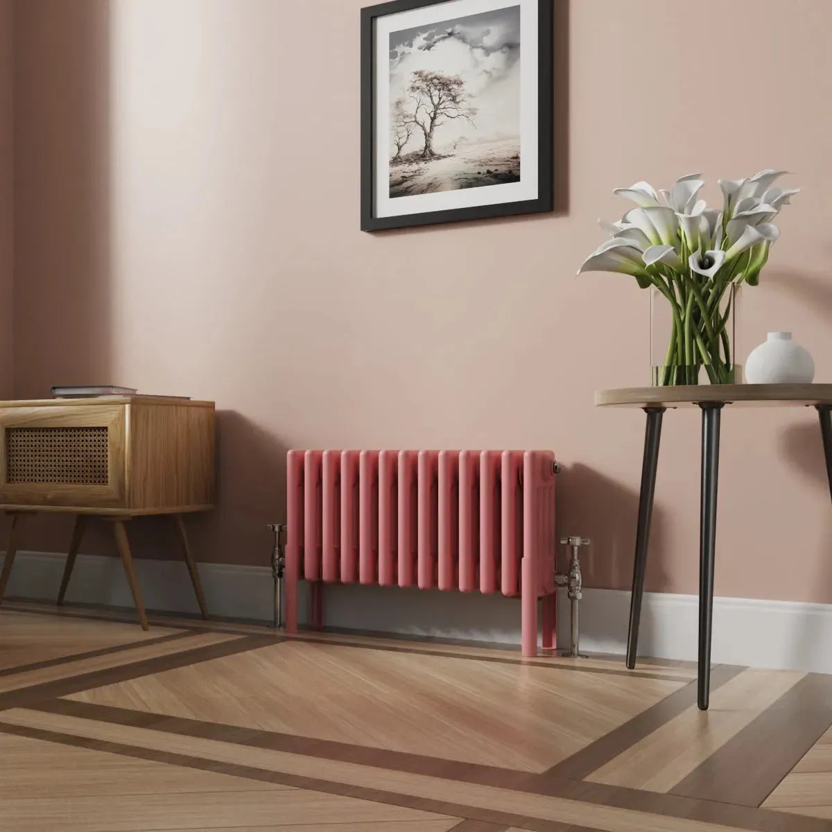 Ferentino - Traditional horizontal column radiator light pink