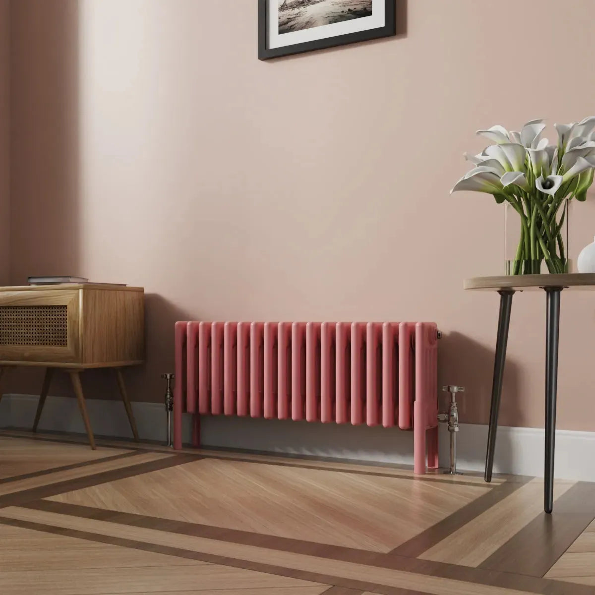 Ferentino - Traditional horizontal column radiator light pink