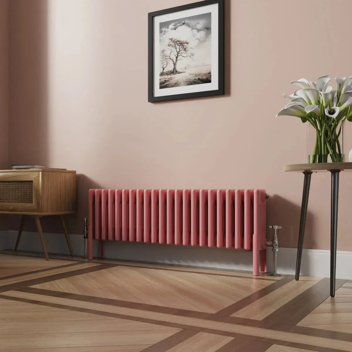 Ferentino - Traditional horizontal column radiator light pink