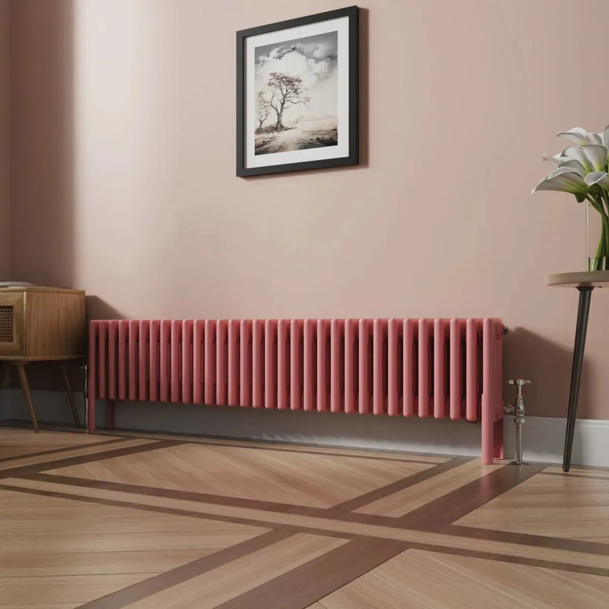 Ferentino - Traditional horizontal column radiator light pink