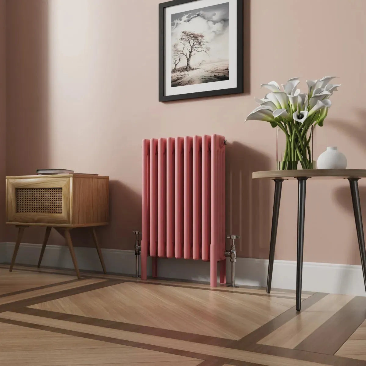 Ferentino - Traditional horizontal column radiator light pink