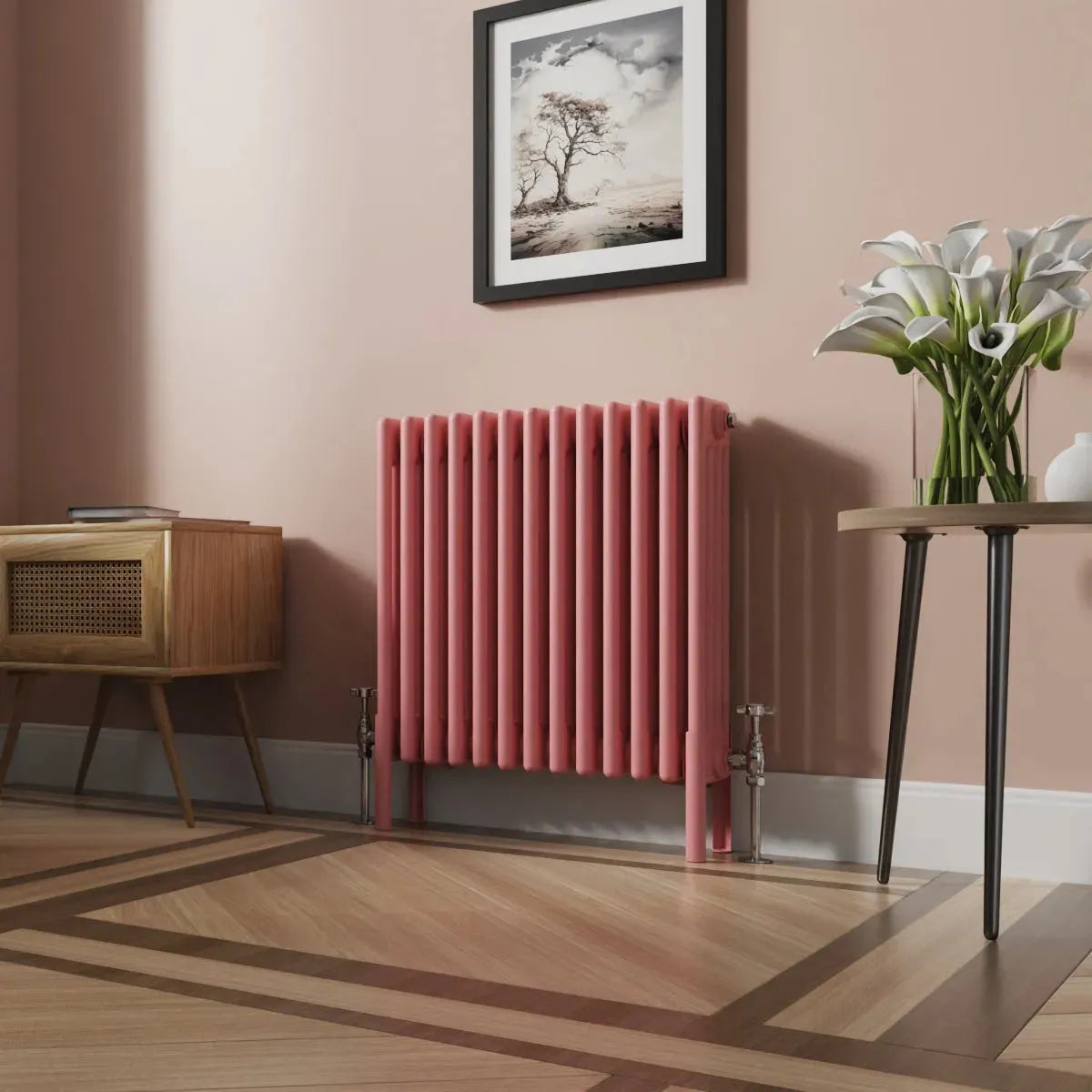 Ferentino - Traditional horizontal column radiator light pink