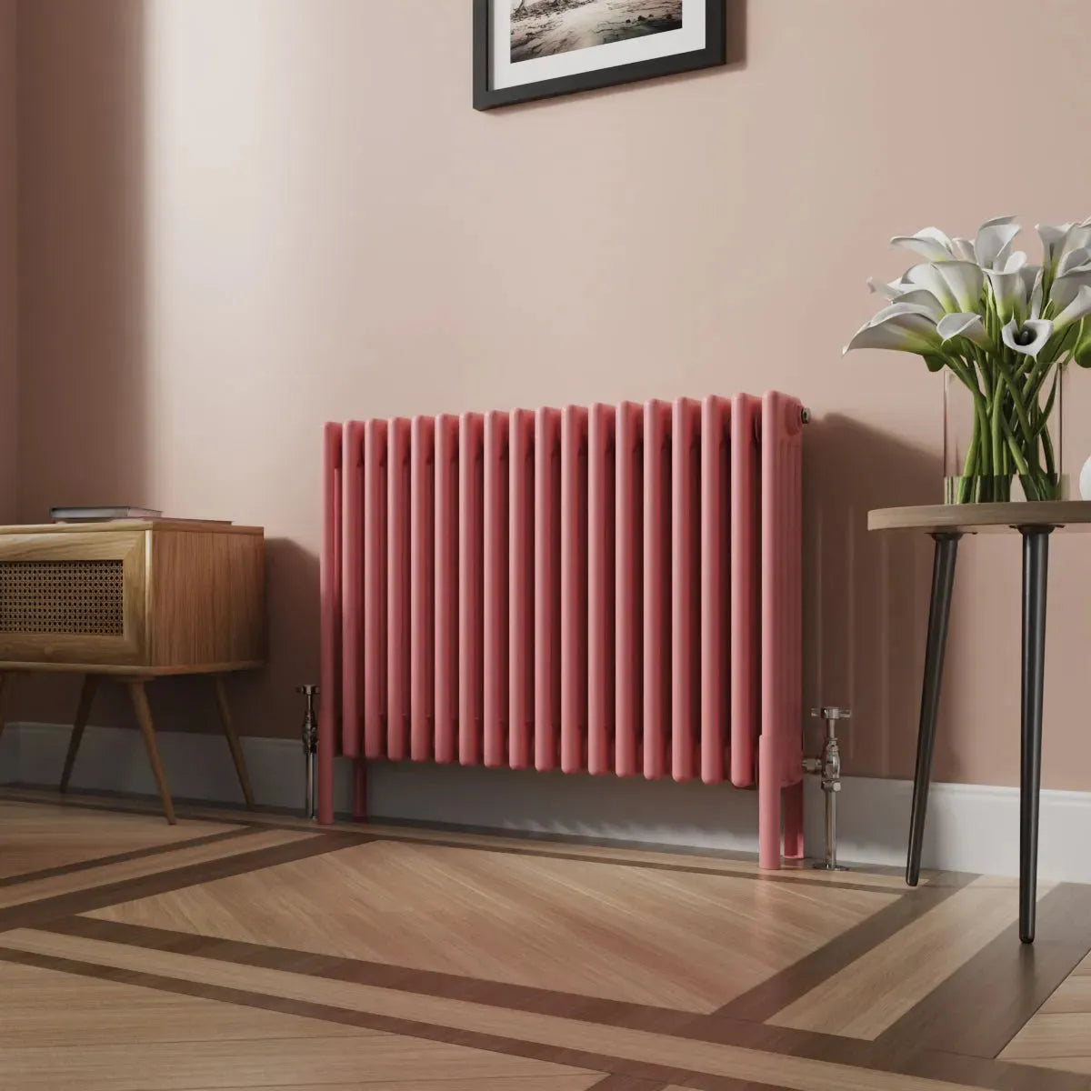 Ferentino - Traditional horizontal column radiator light pink