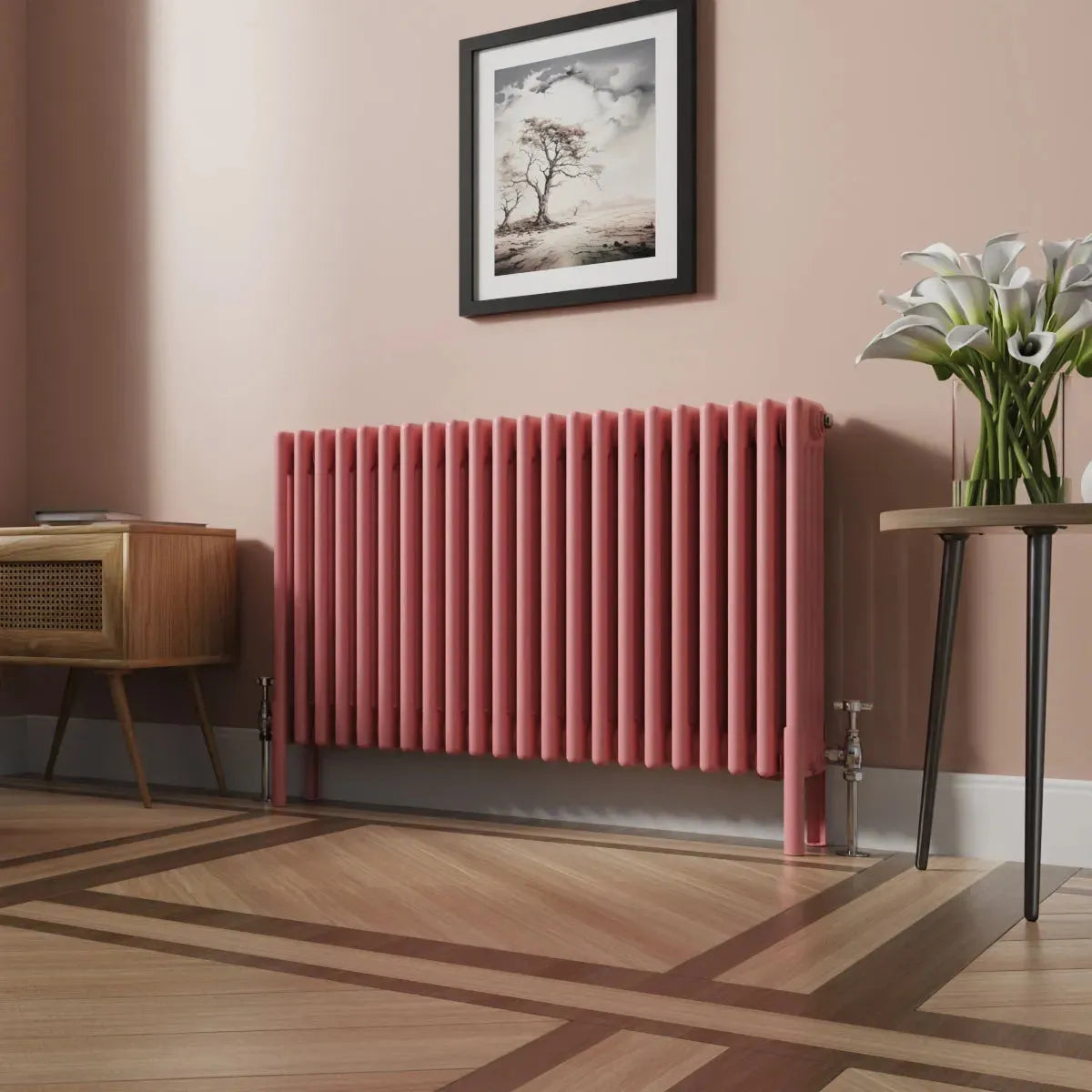 Ferentino - Traditional horizontal column radiator light pink