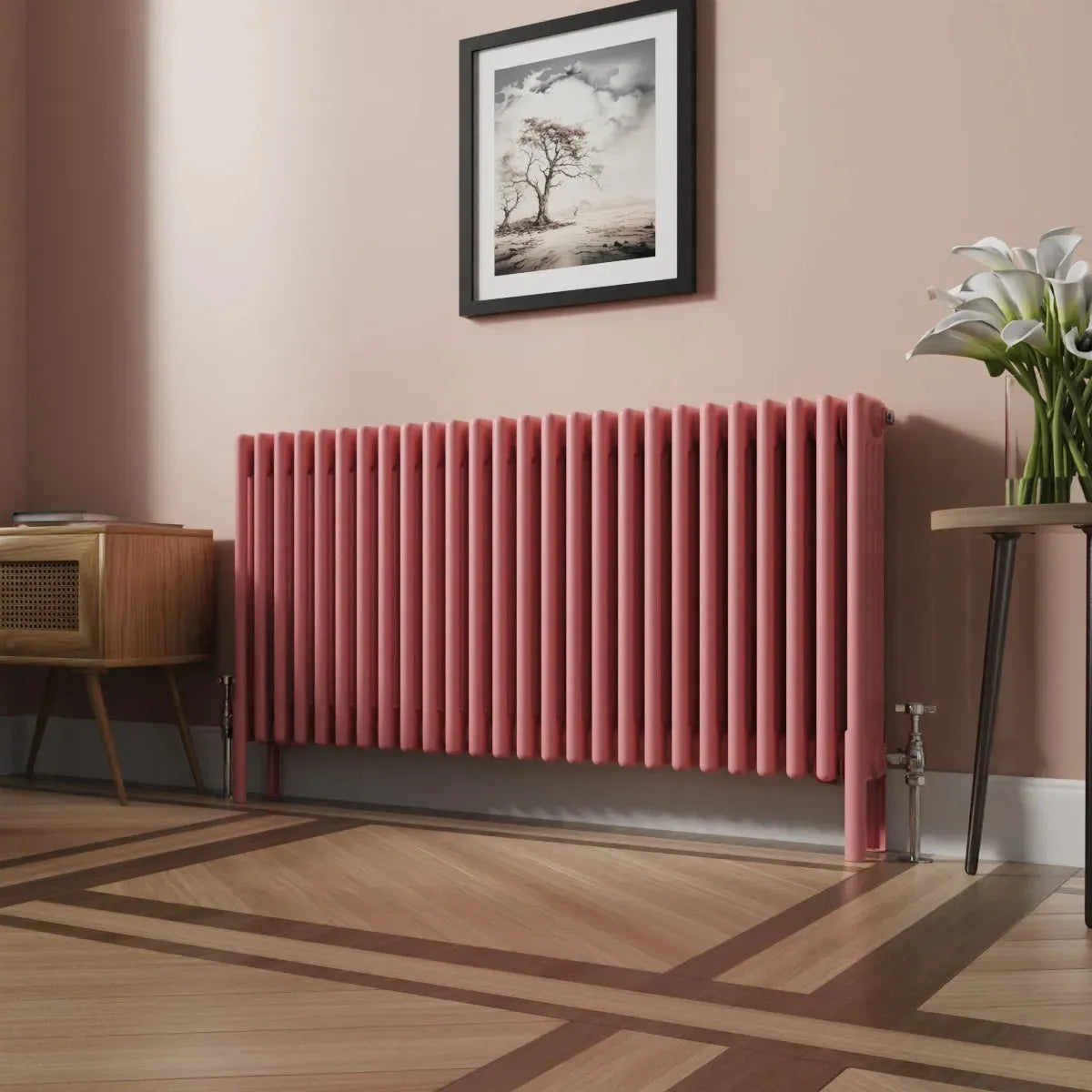 Ferentino - Traditional horizontal column radiator light pink