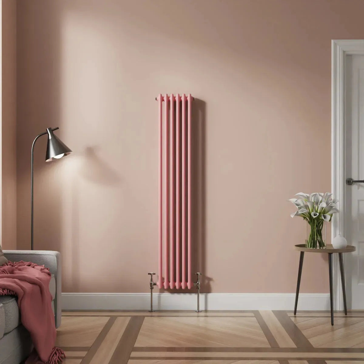 Ferentino - Traditional vertical column radiator light pink