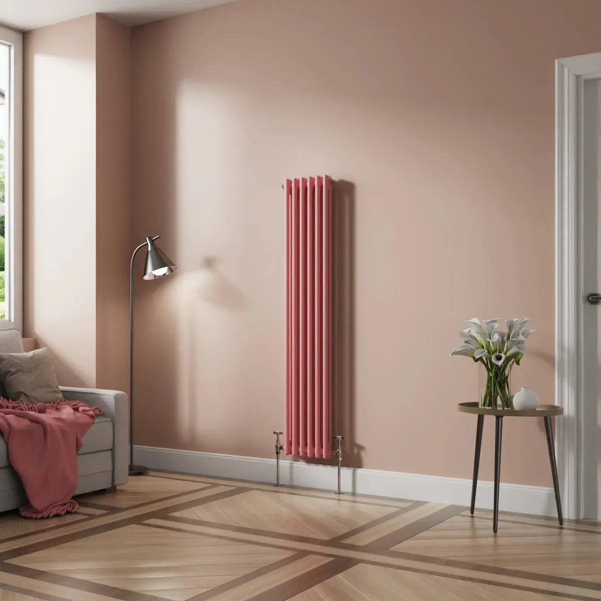 Ferentino - Traditional vertical column radiator light pink