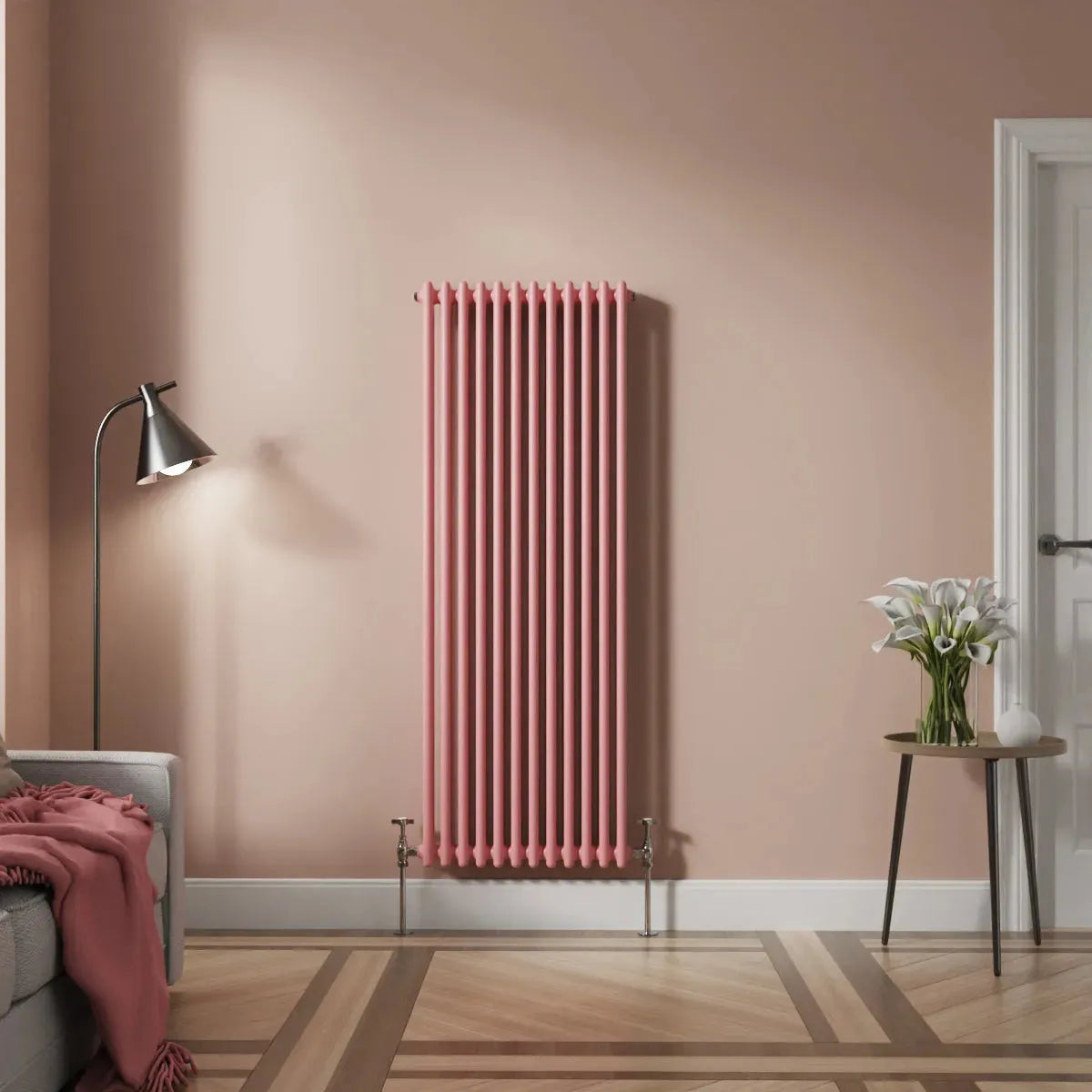 Ferentino - Traditional vertical column radiator light pink