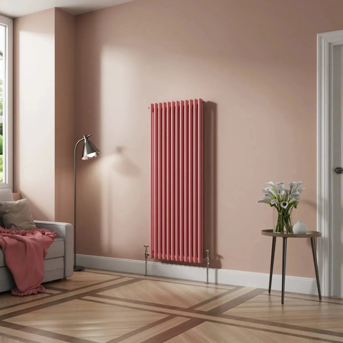 Ferentino - Traditional vertical column radiator light pink