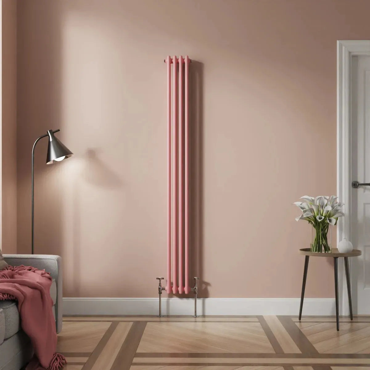 Ferentino - Traditional vertical column radiator light pink