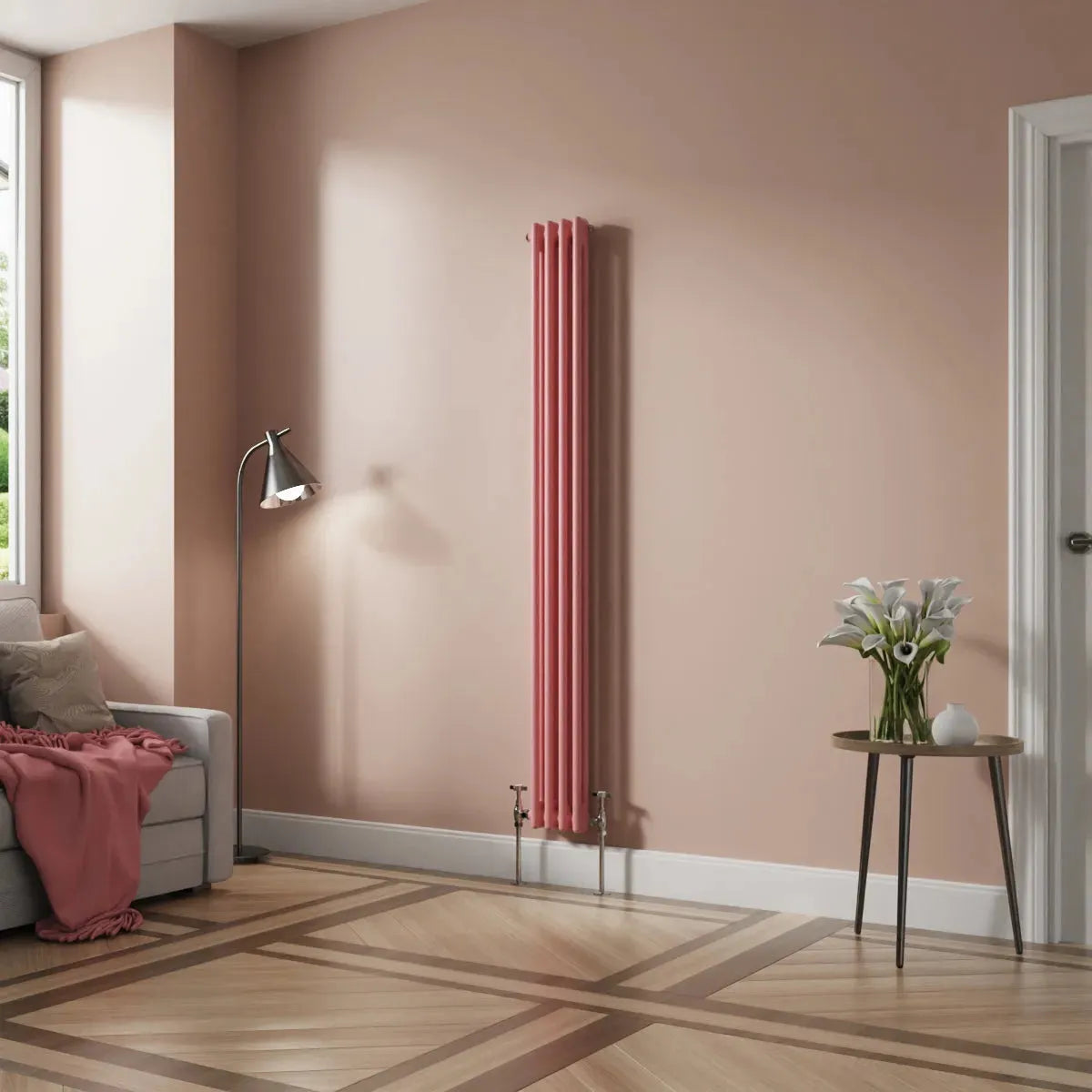 Ferentino - Traditional vertical column radiator light pink