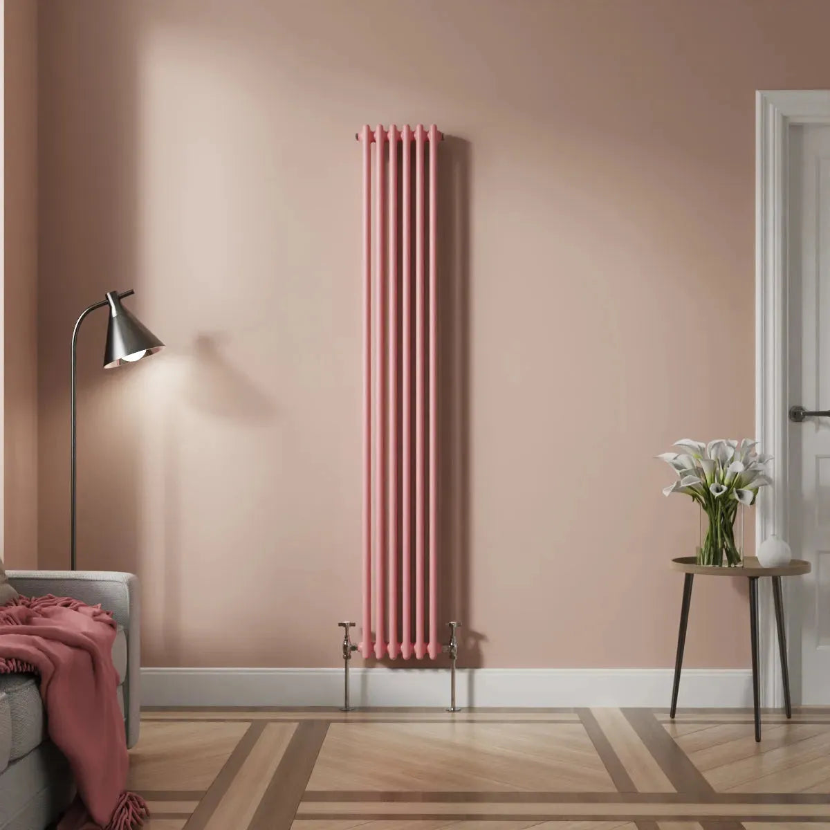 Ferentino - Traditional vertical column radiator light pink