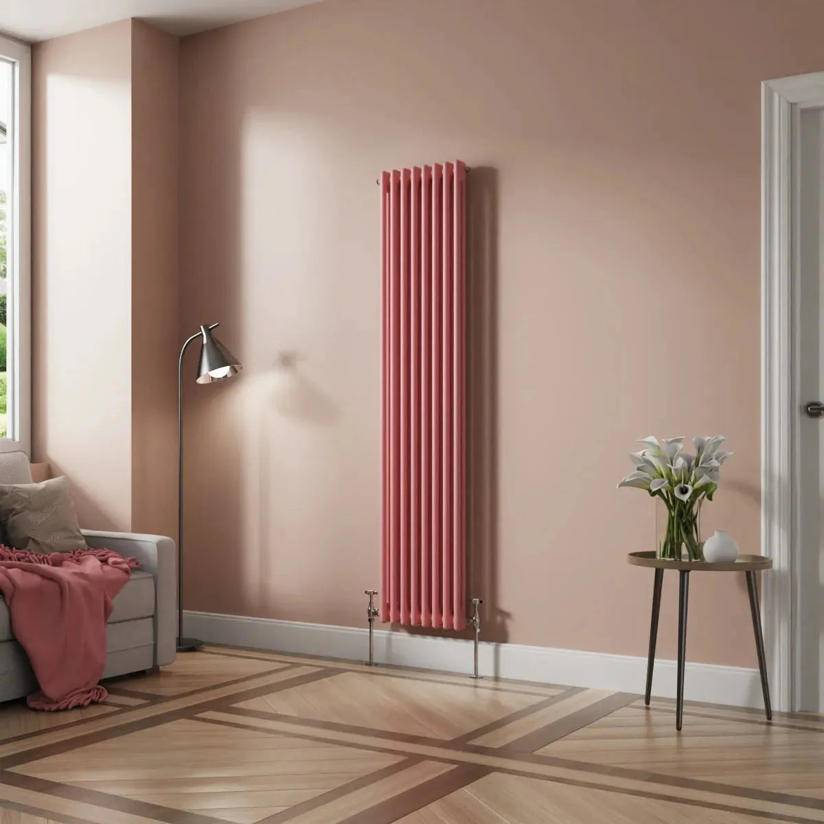 Ferentino - Traditional vertical column radiator light pink