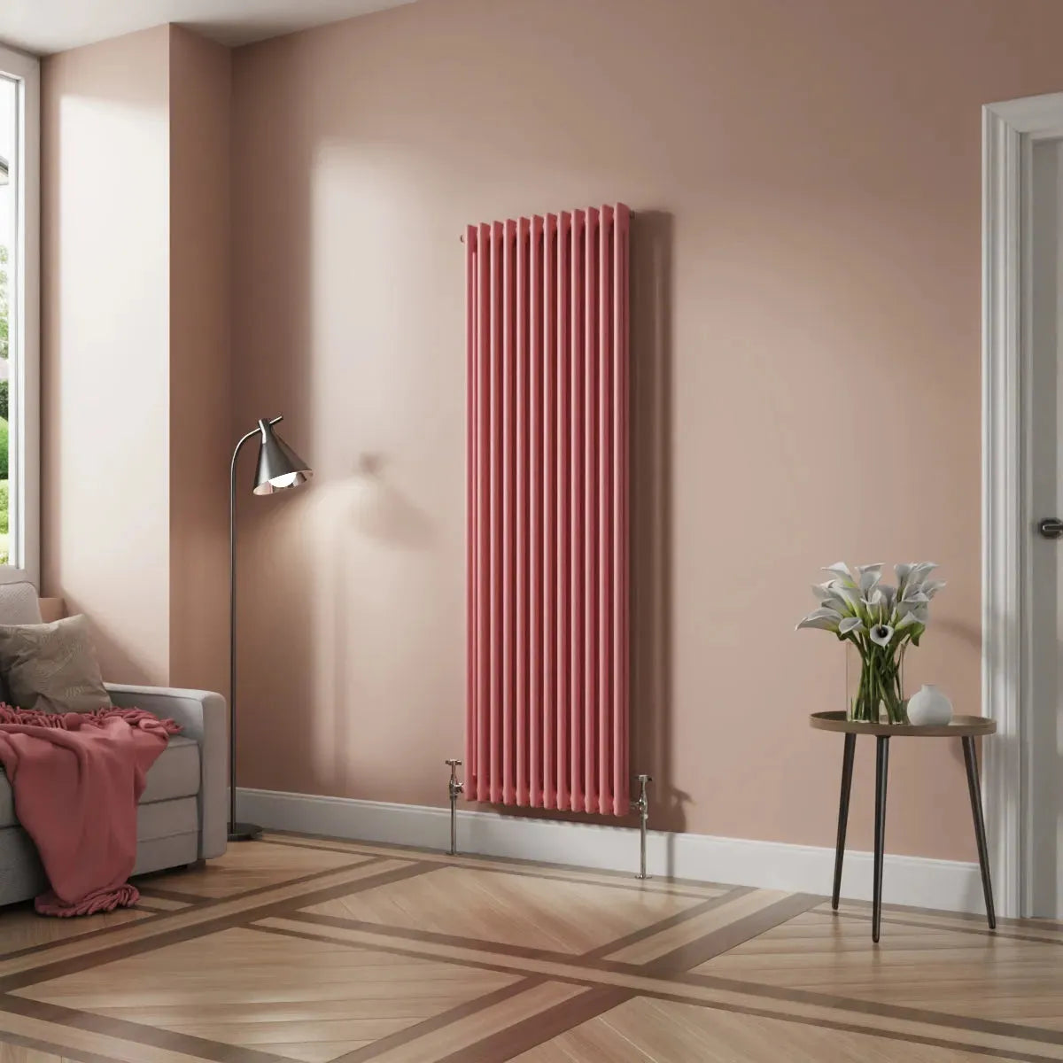 Ferentino - Traditional vertical column radiator light pink