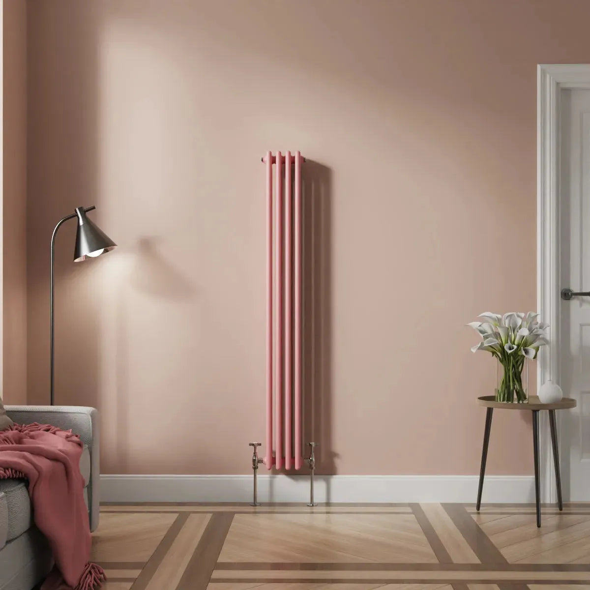 Ferentino - Traditional vertical column radiator light pink